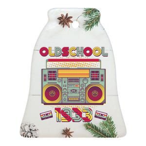 Oldschool Boombox 1933 90th Birthday Ceramic Bell Ornament