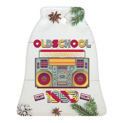 Oldschool Boombox 1953 70th Birthday Ceramic Bell Ornament