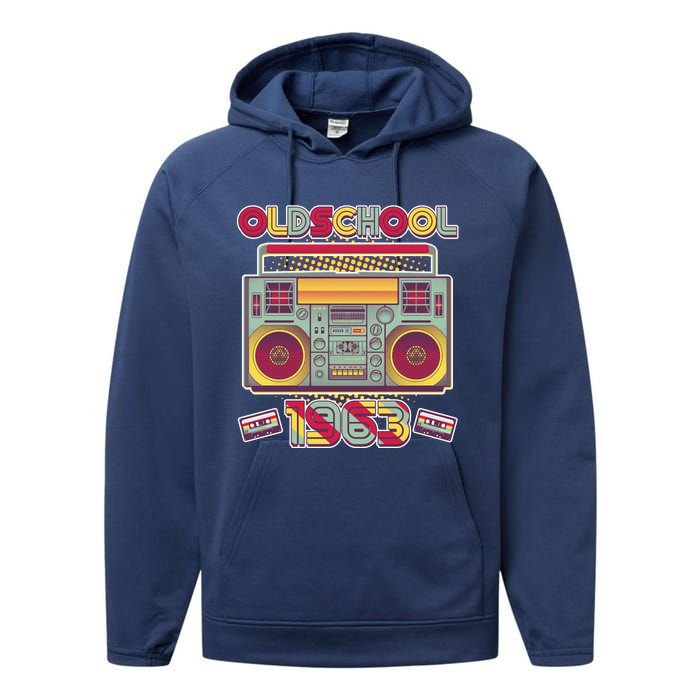 Oldschool Boombox 1963 60th Birthday Performance Fleece Hoodie