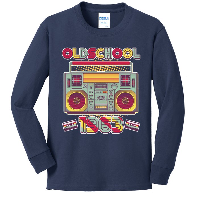 Oldschool Boombox 1963 60th Birthday Kids Long Sleeve Shirt