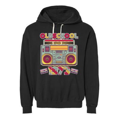 Oldschool Boombox 1973 50th Birthday Garment-Dyed Fleece Hoodie