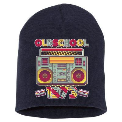 Oldschool Boombox 1973 50th Birthday Short Acrylic Beanie