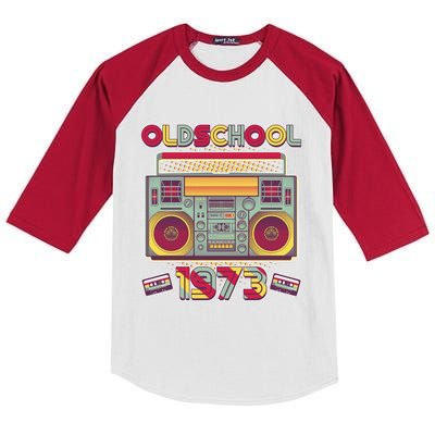 Oldschool Boombox 1973 50th Birthday Kids Colorblock Raglan Jersey