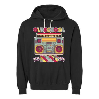Oldschool Boombox 1983 40th Birthday Garment-Dyed Fleece Hoodie