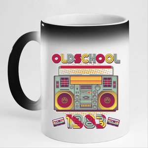 Oldschool Boombox 1983 40th Birthday 11oz Black Color Changing Mug