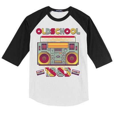 Oldschool Boombox 1983 40th Birthday Kids Colorblock Raglan Jersey