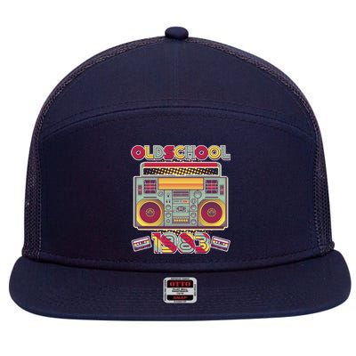 Oldschool Boombox 1983 40th Birthday 7 Panel Mesh Trucker Snapback Hat