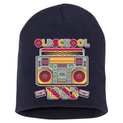 Oldschool Boombox 1983 40th Birthday Short Acrylic Beanie