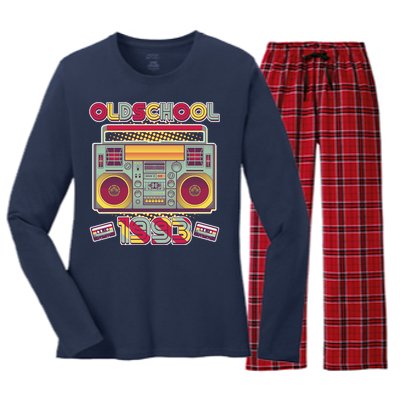 Oldschool Boombox 1993 30th Birthday Women's Long Sleeve Flannel Pajama Set 