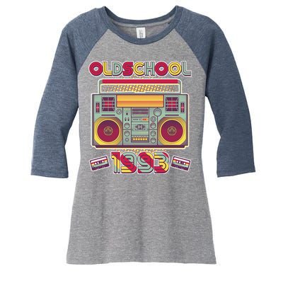 Oldschool Boombox 1993 30th Birthday Women's Tri-Blend 3/4-Sleeve Raglan Shirt