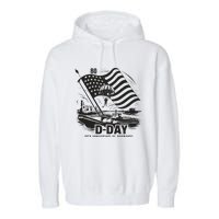 Omaha Beach 1944 Dday 2024 80th Anniversary Normandy Garment-Dyed Fleece Hoodie