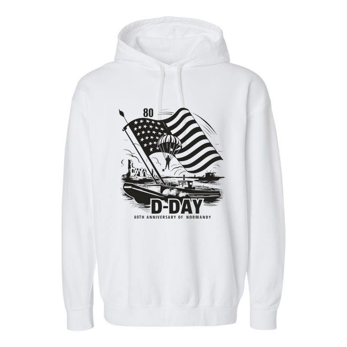 Omaha Beach 1944 Dday 2024 80th Anniversary Normandy Garment-Dyed Fleece Hoodie