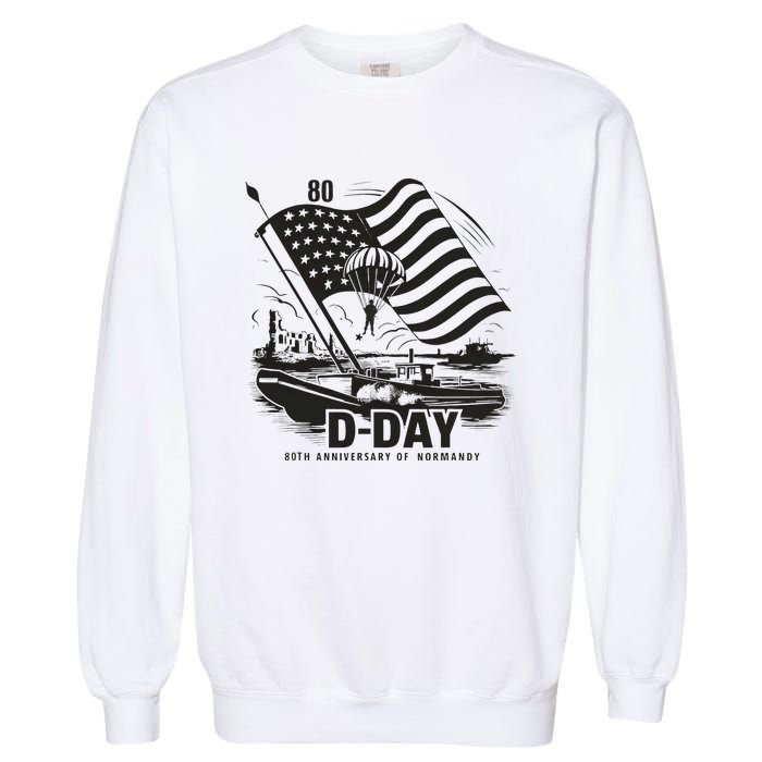 Omaha Beach 1944 Dday 2024 80th Anniversary Normandy Garment-Dyed Sweatshirt