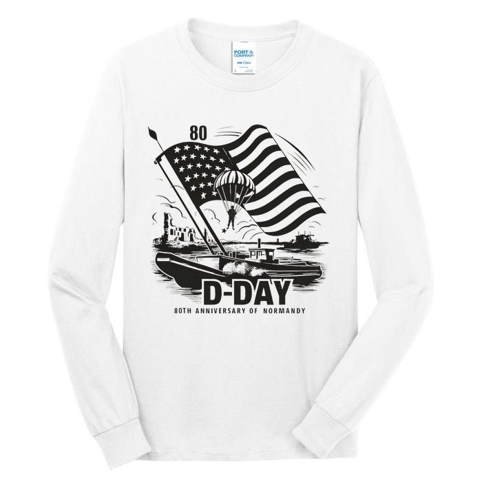 Omaha Beach 1944 Dday 2024 80th Anniversary Normandy Tall Long Sleeve T-Shirt