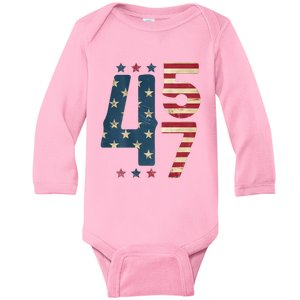 On Back 45 47 President 2024 45 And 47 America Women Baby Long Sleeve Bodysuit