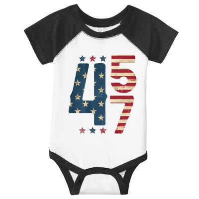 On Back 45 47 President 2024 45 And 47 America Women Infant Baby Jersey Bodysuit