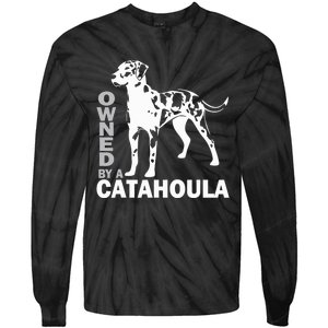 Owned By A Catahoula Leopard Dog Louisiana Cur Dog Tie-Dye Long Sleeve Shirt