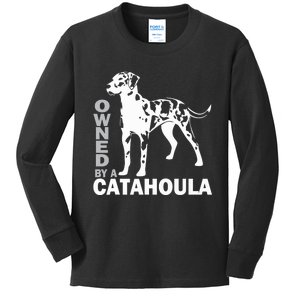 Owned By A Catahoula Leopard Dog Louisiana Cur Dog Kids Long Sleeve Shirt