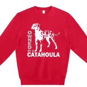 Owned By A Catahoula Leopard Dog Louisiana Cur Dog Premium Crewneck Sweatshirt