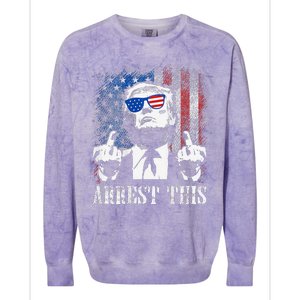 (On Back) Arrest This Trump 2024 Us American Flag Colorblast Crewneck Sweatshirt