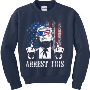 (On Back) Arrest This Trump 2024 Us American Flag Kids Sweatshirt