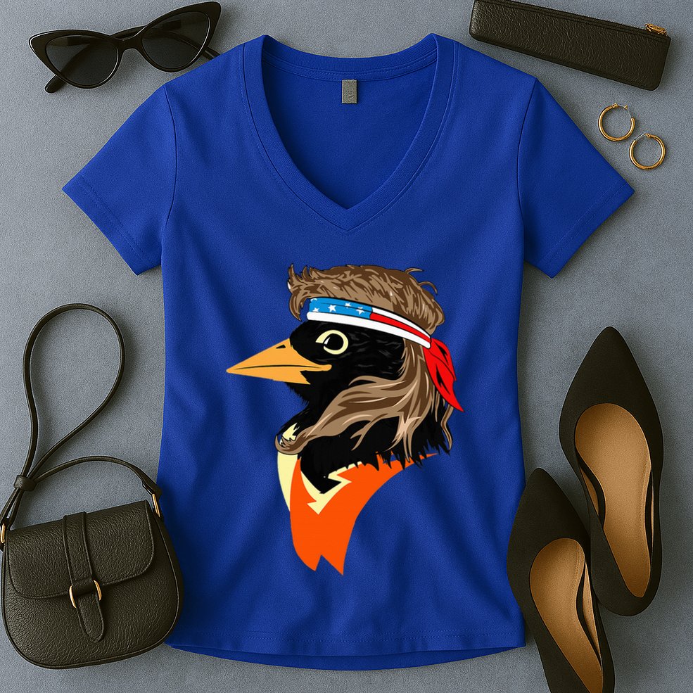 Oriole Bird American Hero Funny Trendy Women's V-Neck T-Shirt