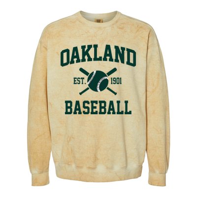 Oakland Baseball Athletic Vintage Sports Team Fan Colorblast Crewneck Sweatshirt