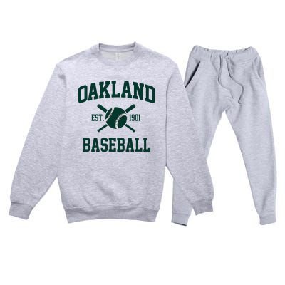 Oakland Baseball Athletic Vintage Sports Team Fan Premium Crewneck Sweatsuit Set