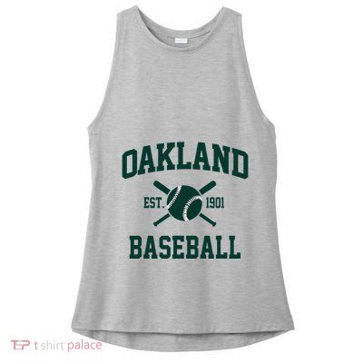 Oakland Baseball Athletic Vintage Sports Team Fan Ladies PosiCharge Tri-Blend Wicking Tank