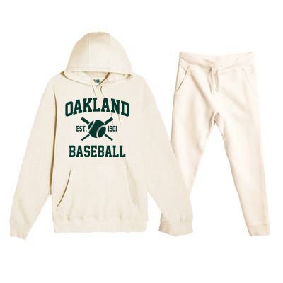 Oakland Baseball Athletic Vintage Sports Team Fan Premium Hooded Sweatsuit Set