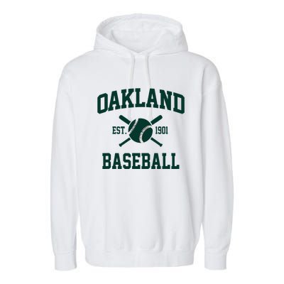 Oakland Baseball Athletic Vintage Sports Team Fan Garment-Dyed Fleece Hoodie