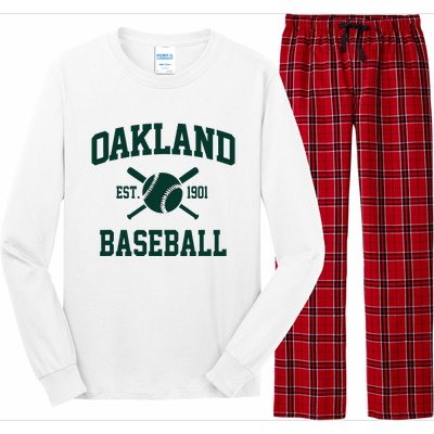 Oakland Baseball Athletic Vintage Sports Team Fan Long Sleeve Pajama Set