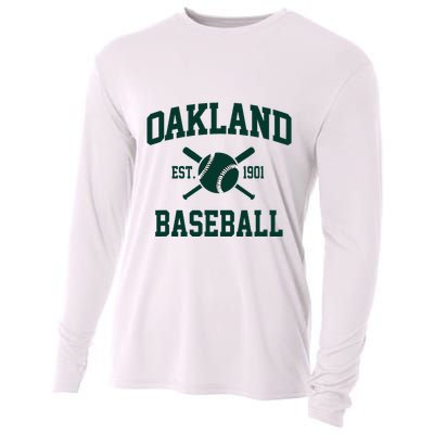 Oakland Baseball Athletic Vintage Sports Team Fan Cooling Performance Long Sleeve Crew