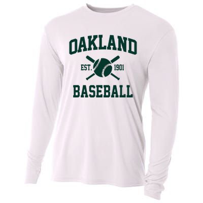 Oakland Baseball Athletic Vintage Sports Team Fan Cooling Performance Long Sleeve Crew