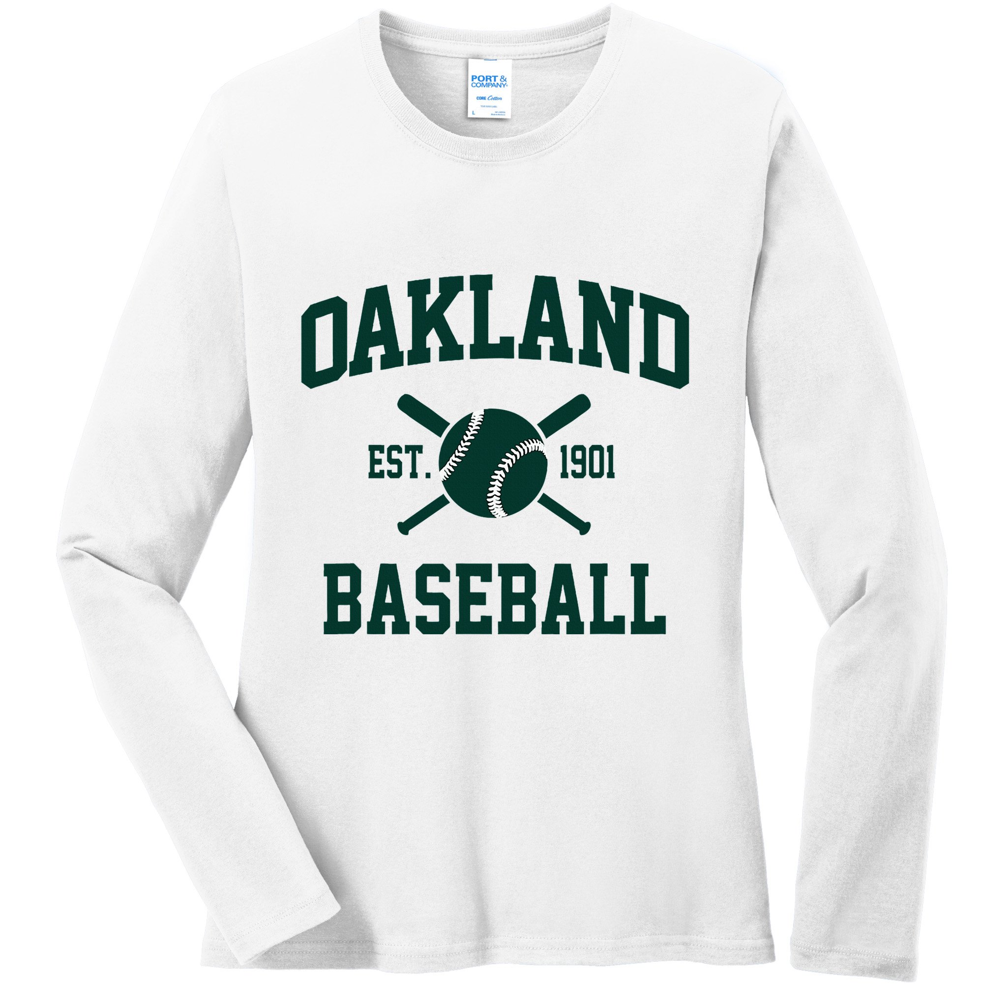 Oakland Baseball Athletic Vintage Sports Team Fan Ladies Long Sleeve Shirt