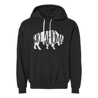 Oklahoma Bison American Buffalo National Park Souvenir Garment-Dyed Fleece Hoodie