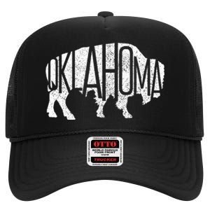 Oklahoma Bison American Buffalo National Park Souvenir High Crown Mesh Back Trucker Hat