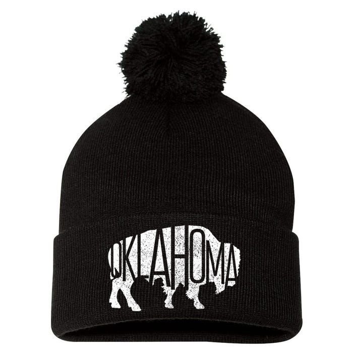 Oklahoma Bison American Buffalo National Park Souvenir Pom Pom 12in Knit Beanie