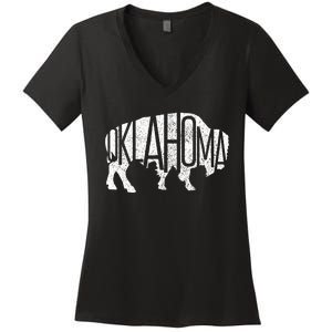 Oklahoma Bison American Buffalo National Park Souvenir Women's V-Neck T-Shirt