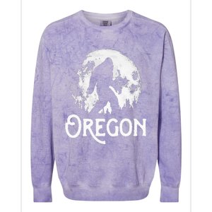 Oregon Bigfoot At Night! Cool Full Moon & Trees Sasquatch Colorblast Crewneck Sweatshirt