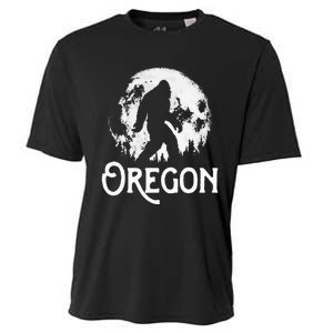 Oregon Bigfoot At Night! Cool Full Moon & Trees Sasquatch Cooling Performance Crew T-Shirt