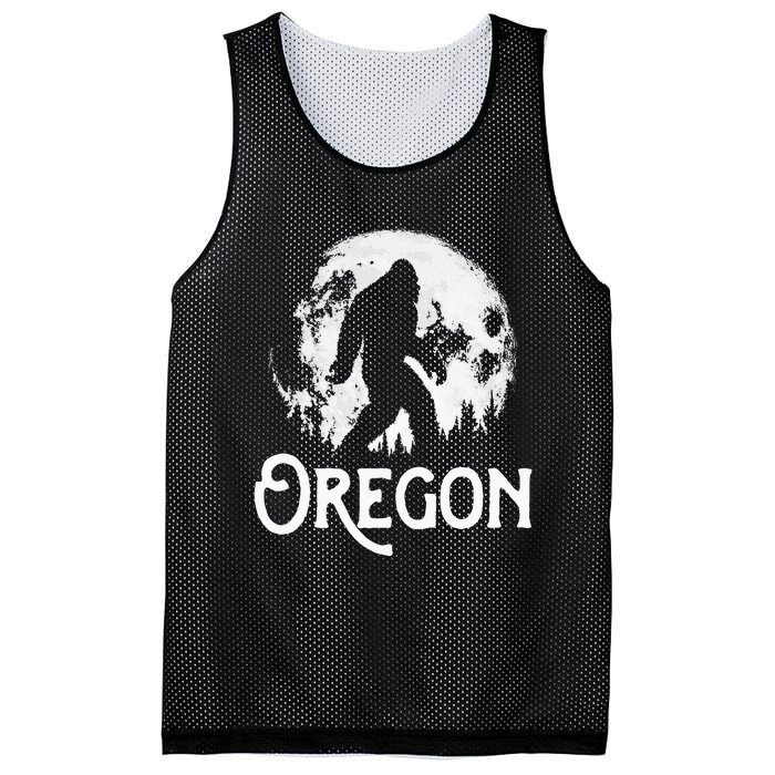 Oregon Bigfoot At Night! Cool Full Moon & Trees Sasquatch Mesh Reversible Basketball Jersey Tank