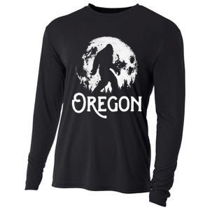 Oregon Bigfoot At Night! Cool Full Moon & Trees Sasquatch Cooling Performance Long Sleeve Crew