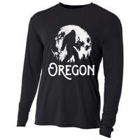 Oregon Bigfoot At Night! Cool Full Moon & Trees Sasquatch Cooling Performance Long Sleeve Crew