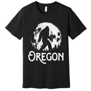 Oregon Bigfoot At Night! Cool Full Moon & Trees Sasquatch Premium T-Shirt