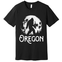 Oregon Bigfoot At Night! Cool Full Moon & Trees Sasquatch Premium T-Shirt