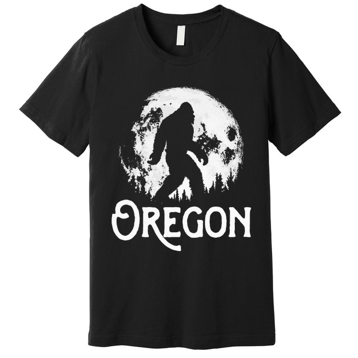 Oregon Bigfoot At Night! Cool Full Moon & Trees Sasquatch Premium T-Shirt