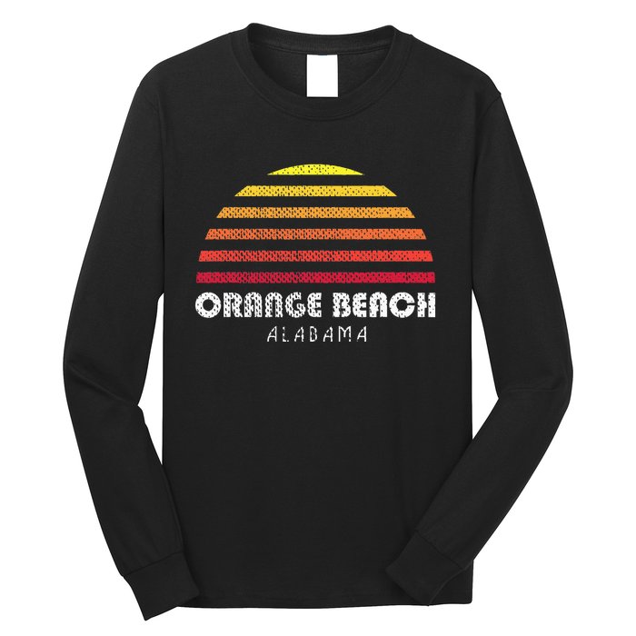 Orange Beach Alabama Retro Vintage Style Distressed Sunset Long Sleeve Shirt