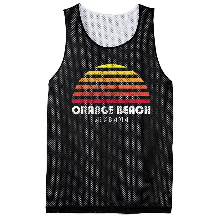 Orange Beach Alabama Retro Vintage Style Distressed Sunset Mesh Reversible Basketball Jersey Tank