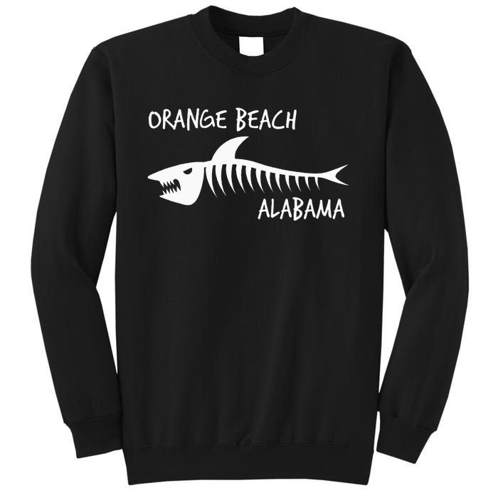 Orange Beach Alabama Shark Skeleton White Print Sweatshirt